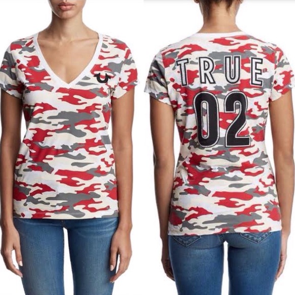 True Religion Camo Printed V-Neck Tee - Picture 9 of 9